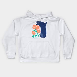 cat smelling flowers Kids Hoodie